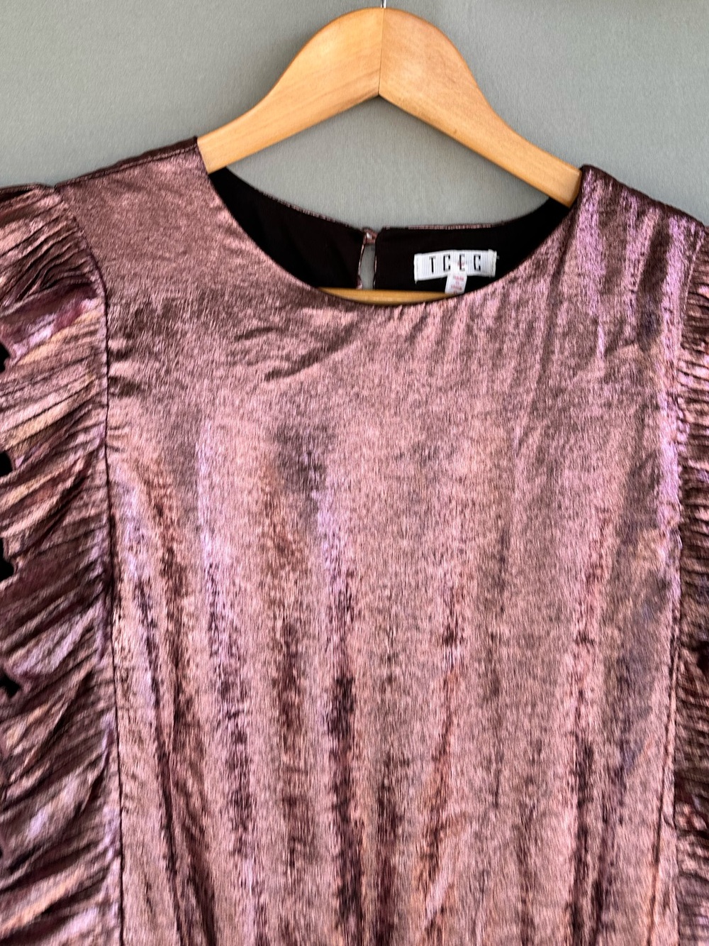 TCEC Rose Gold Metallic Ruffle Mini Dress - Picture 4 of 8